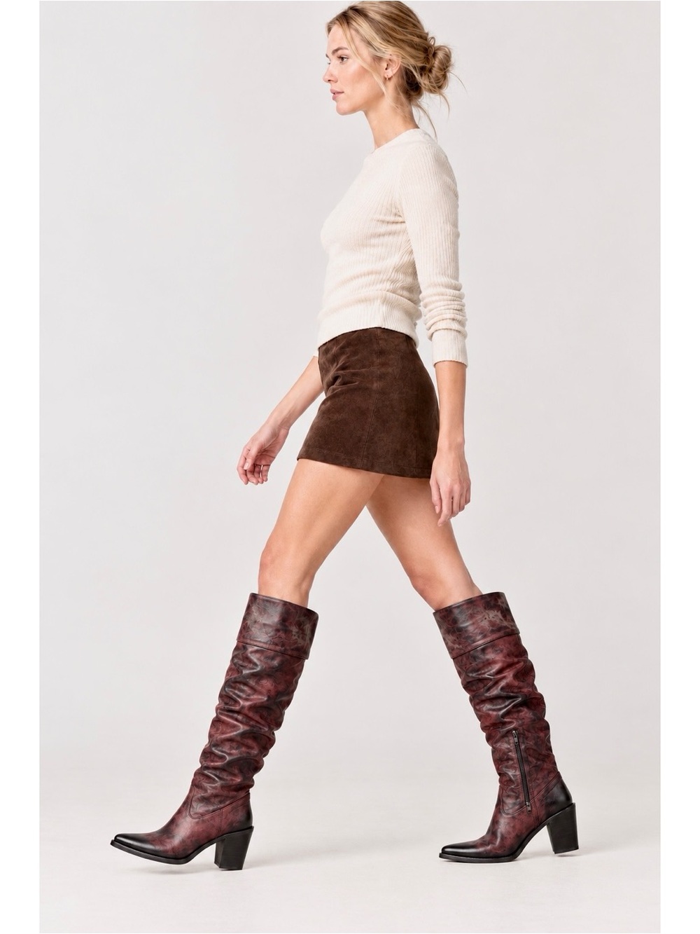 Emanuele Crasto Leather Slouchy Shaft Pointed Toe Heeled Boots EU 41/US 10-10.5